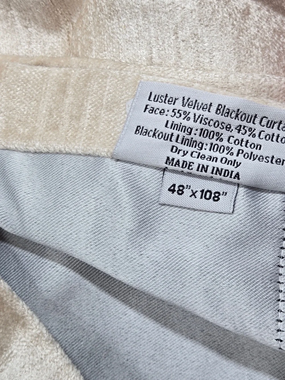 QUINCE Set Of 2 48x108 Luster Velvet True Blackout Curtains Champagne 8929